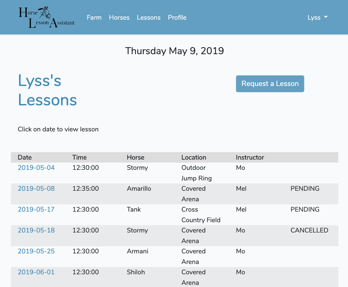 Screenshot of Student Lesson Screen