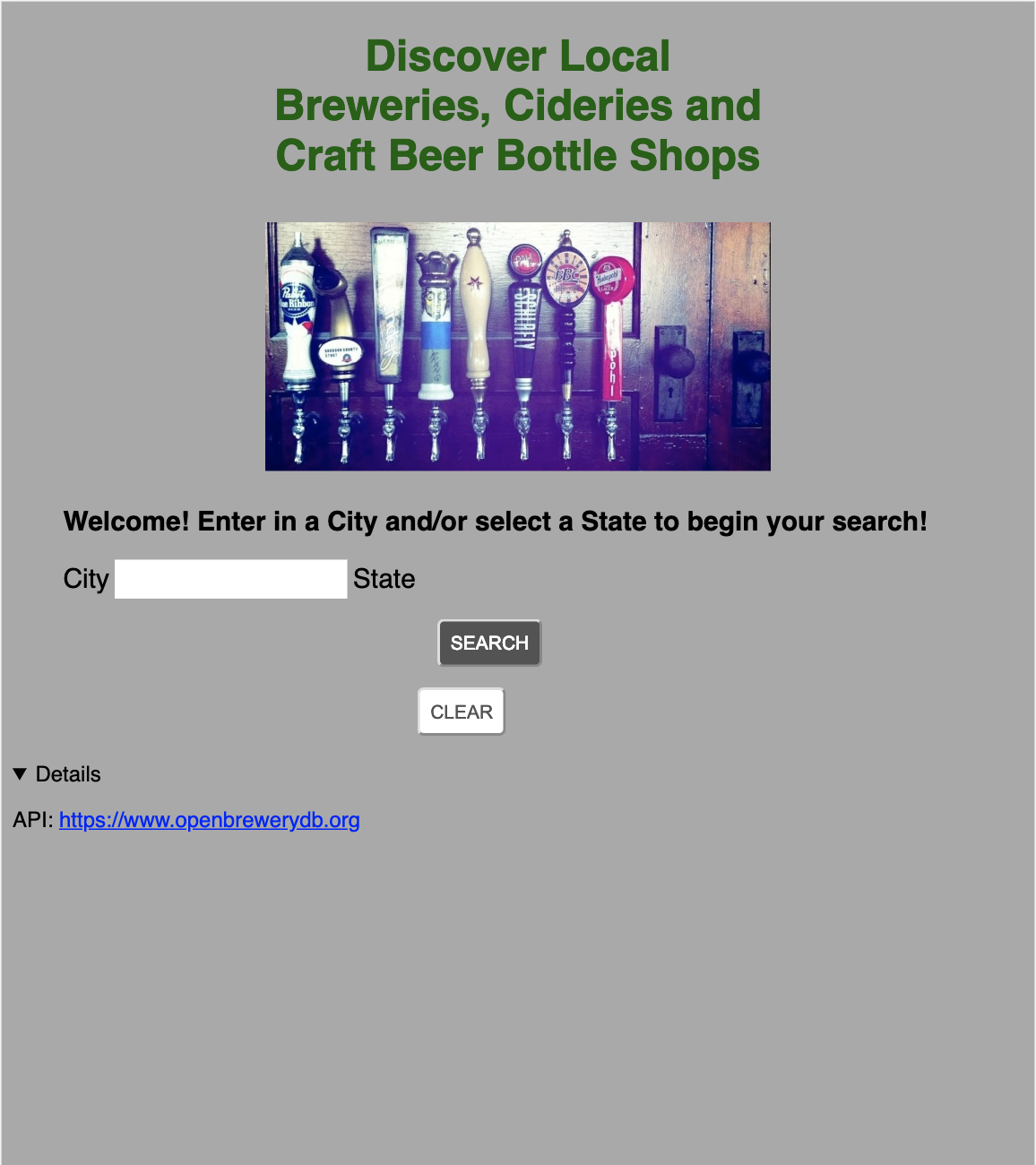 Screenshot of Project 4 webpage